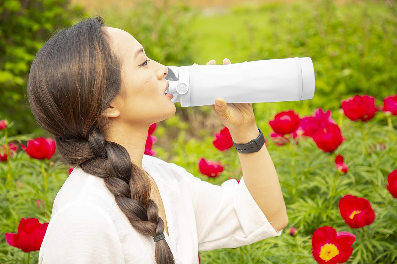 3 Smart Water Bottle, Tracks Water Intake and Glows to Remind You to Stay Hydrated, BPA Free, 20 Oz, White
