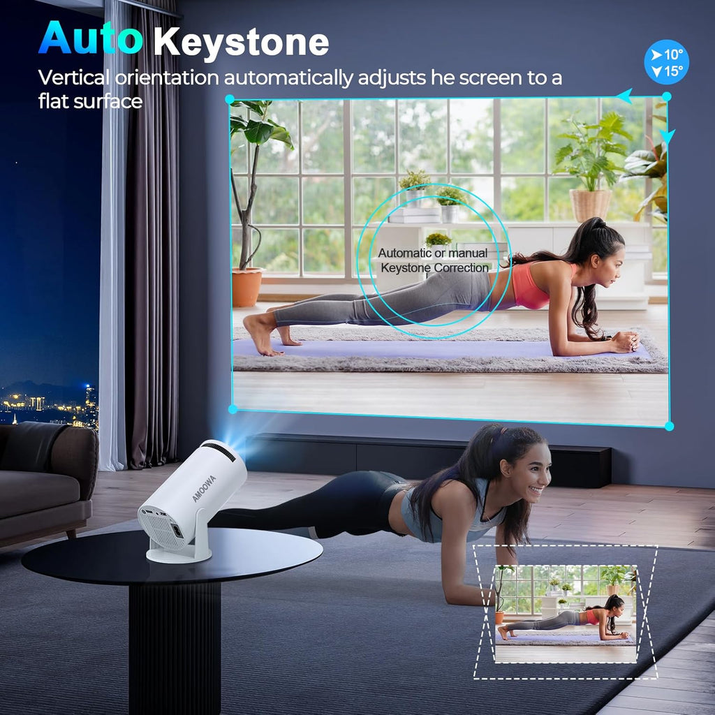 Portable 4K Mini Projector with Wifi and Wireless Bluetooth, Smart Proyector Wit