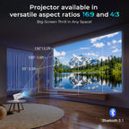 Portable 4K Mini Projector with Wifi and Wireless Bluetooth, Smart Proyector Wit